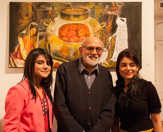 Curator Vijay Kumar with artist Ranna Chaudry and guest